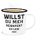 Emaille Becher Blechbecher - Hochzeit Tassen - Willst du mich heiraten Ich liebe dich - Heiratsantrag &Uuml;berraschung Mann Frau Heirate mich - 300 ml - Wei&szlig; Schwarz - heirat hochzeitsantrag tasse
