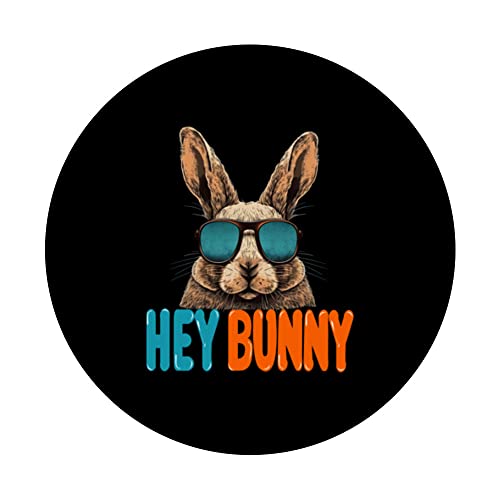 Hey Bunny Easter Egg cute rabbit with sunglasses PopSockets Swappable PopGrip, Black - Image 3