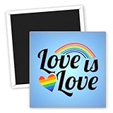 Love is Love mit Regenbogen Herz LGBTQ+ Kühlschrankmagnet - Bunte Kühlschrankmagnete - LGBTQ Geschenke - Pride Deko - Magnetische Kunst - Unterstützung der LGBTQ Community - Kreative Dekoideen