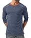 Askdeer Mens Cotton Shirts Long Sleeve Casual T-Shirts Crew Neck Soft Shirts Navy Blue