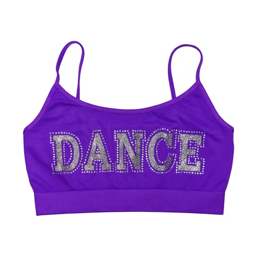 Girls Bra Camisole w/Dance Embellishment – Crop Top Bra Cami for Girls Dance Gym (One Size Ages 10-14)3