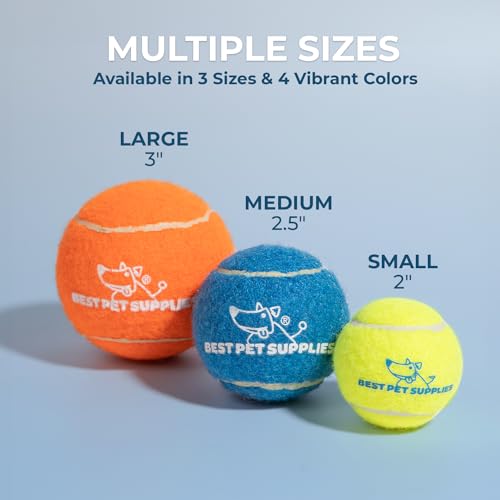 Image of Best Pet Supplies Interactive Squeaky Dog Chew Toy, Ideal Dog Toys for Chewers, Small, Medium & Large Dogs, and Fetch Lovers - Tennis (Assorted Color), Medium (Pack of 8)