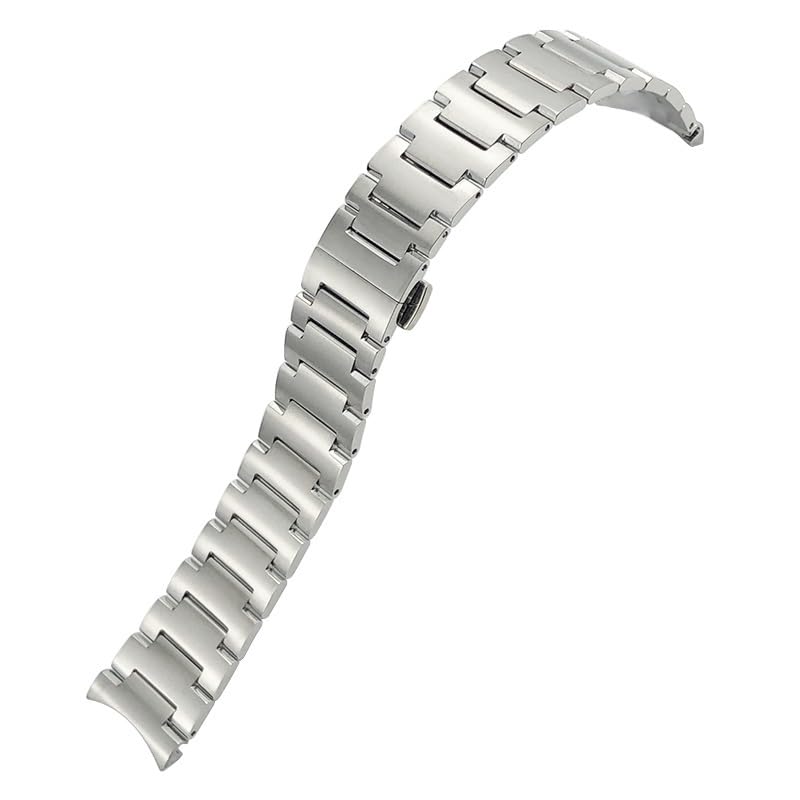 Bracelet de montre incurvé en acier massif argenté pour Mido M021 - 6