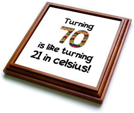 Miniatura 2 de 3dRose Turning 70 es como cumplir 21 pulgadas Celsius-humorístico regalo de cumpleaños 70 - Salvamanteles con azulejos de cerámica, 8 x 8 pulgadas,