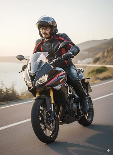 Image of Safety Goggles for Motorcycle Riding, Clear Lens Multi-Purpose Protective Eyewear, Polycarbonate, Rectangular, Universal Fit, Laboratory and Woodworking