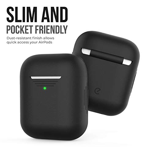 Keybudz Airpod Case [Front Led Visible] Protective Silicone Cover And Skin Compatible With Apple Airpods Case 2 & 1 (Black) #TOP5