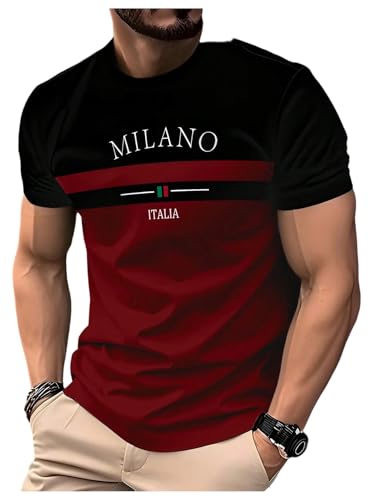 SOLY HUX Men's Color Block Letter Graphic Tees Short Sleeve Crew Neck T Shirt Casual Summer Tops