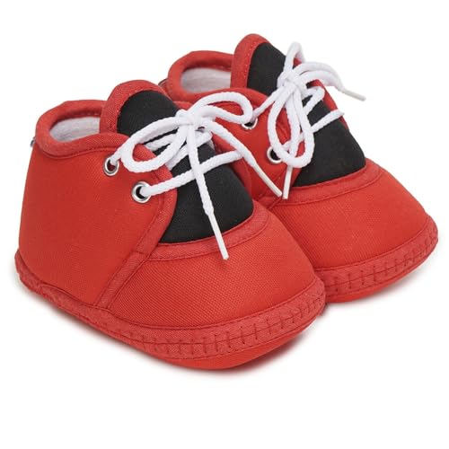 Image of Neska Moda 6 To 12 Months Baby Boys & Baby Girls Cute Soft Cotton Pre-Walker Lace Booties-BT4713