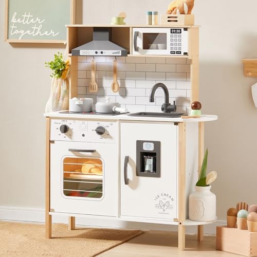 Tiny Land Play Kitchen for Kids, Wooden Kids Play Kitchen...