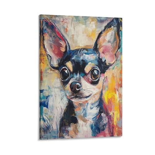 Chihuahua murale décoration sur toile pour chambre d'enfant tableau de salon moderne 40x60cm