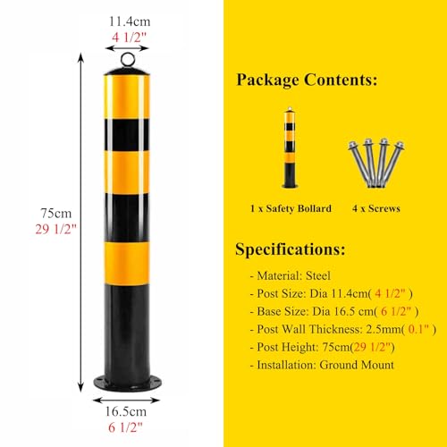 Poste de Seguridad metálico resistente de 75 cm con anclaje seguro 7
