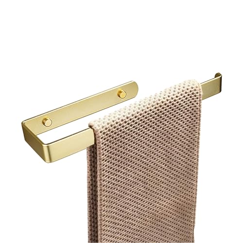 Gfamous Auto-Adhésif Porte-Serviettes 31,5cm Barre Serviette Doré sans Percage, sans Perçage Serviette Barre Brossé, Porte-Serviettes en Aluminium Doré,...