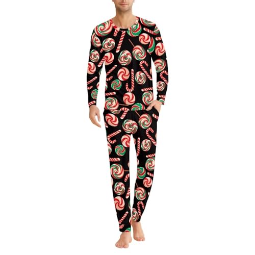 Men's Pajamas Set Long Sleeve Sleepwear Top and Pants 2 Piece Pjs Comfy Loungewear Winter Nightgown Holiday Outfit