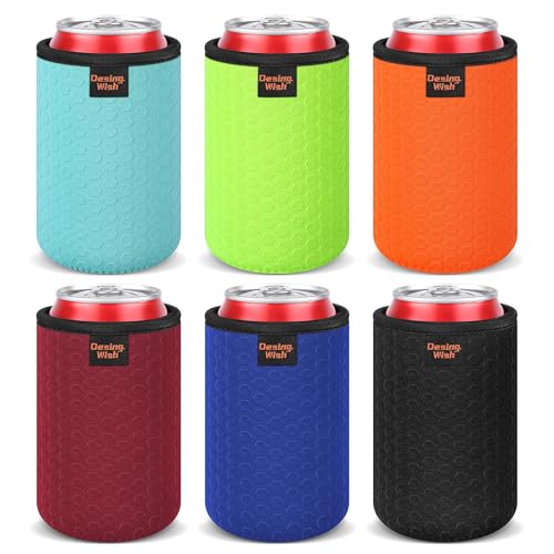 Desing Wish 6 Piezas 12oz Standard Neopreno Funda para Latas de Cerveza Can Cooler Sleeve Enfriador Soporte de Latas Coke Cover Antideslizante Manga Aislante para Bebidas Manga Refrigerante Fiestas