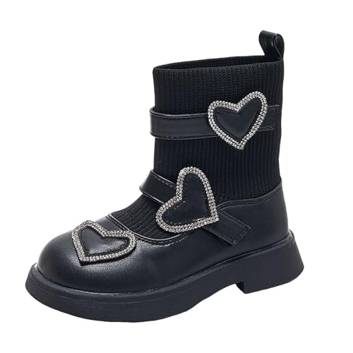 IWIHMIV Girls Socks Boots Knitted Ankle Boots Soft Sole Comfortable Round Toe Non Slip Dress Booties for Toddler