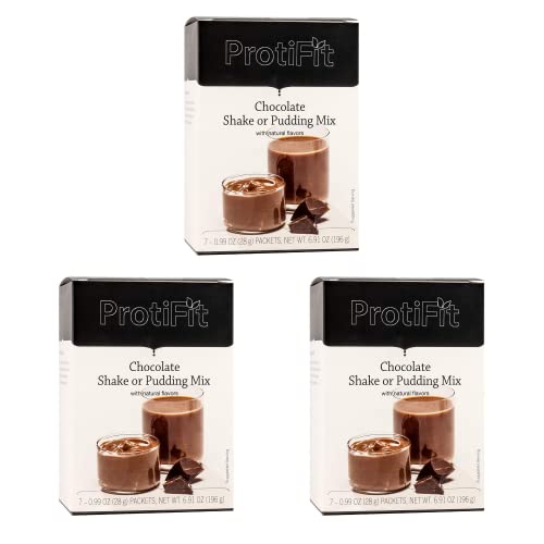 Protifit - High Protein Chocolate Pudding & Shake Mix 3 Pack, 15G Protein, Low Calorie, Low Fat, Low Carb, Aspartame Free, Idea Protein Compatible, Meal Replacement, 7 Servings Per Box, (3 Pack) #TOP13