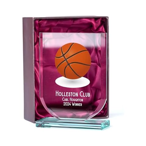 Personalised Large Jade Glass Basketball Trophy Cover