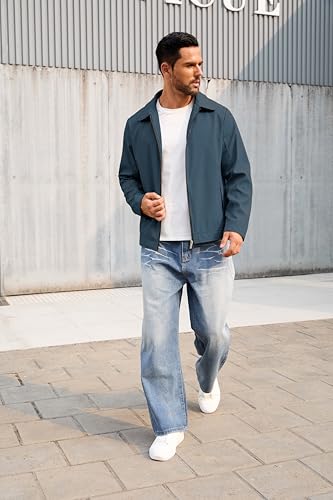 Image of QTE Lightweight Jackets for Men Casual Windbreaker Stylish Light Fall Spring Golf Work Dress Business Coat