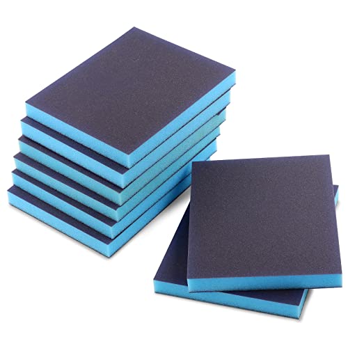 8Pcs 220 Grit Sanding Sponge, Jamiikury Sanding Blocks Washable and Reusable, Wet Dry Sandpaper Sponge for Wood Metal FurniturePaint and Drywall