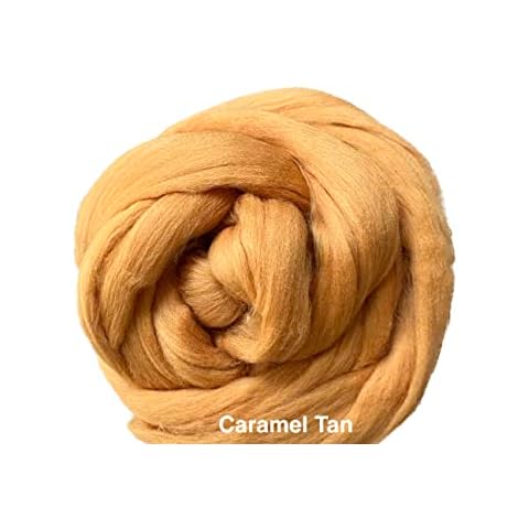 Shep's Desert Camel Tan Merino Wool Top Roving Fiber Spinning Felting Crafts | Super Soft 100% Australian Wool | Easy to Spin Needle Felt | Perfect for Doll Making, (4 oz) Cover