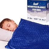 hazli Super-Soft Kids Weighted Blanket 7 Pounds - Weighted Blanket for Kids - Easy to Clean, Washable Minky Cover - 41x60 Inches 7lbs Child - Heavy Blanket for Girls and Boys