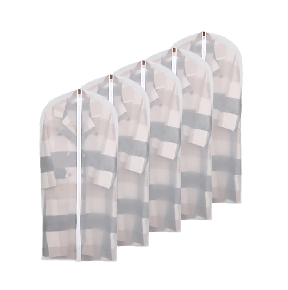 Ddgao Translucent Garment Covers Dustproof Clothes Covers Moth Proof Coat Bag With Zip Peva Dress Cover Waterproof Anti-Mite Breathable Suit Protector 5Pcs (60X120cm)