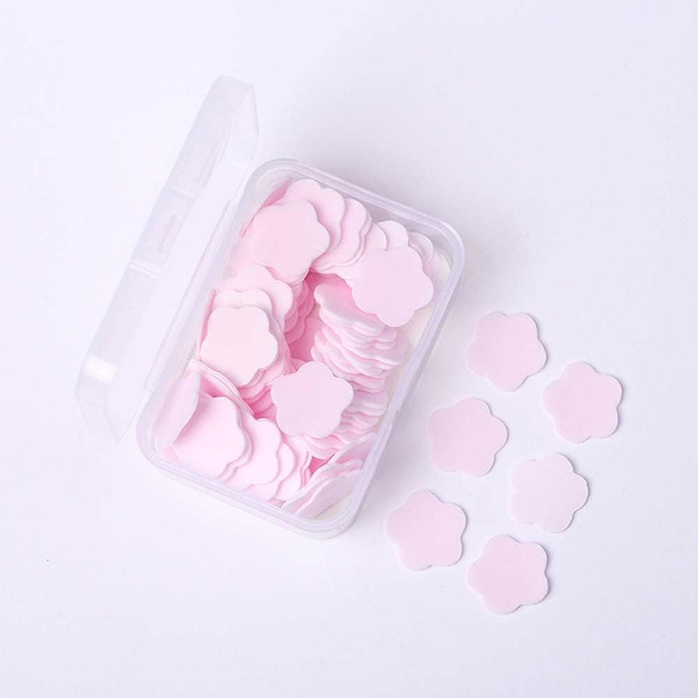 100 Sheets Disposable Paper Soap with Box,Hand Wash Cute Petal Soap Sheets Hand Bath Toiletry Paper Soap Sheets Soap Flakes for Portable Travel Hiking Washing,Foot and Hand Care (100, Pink)