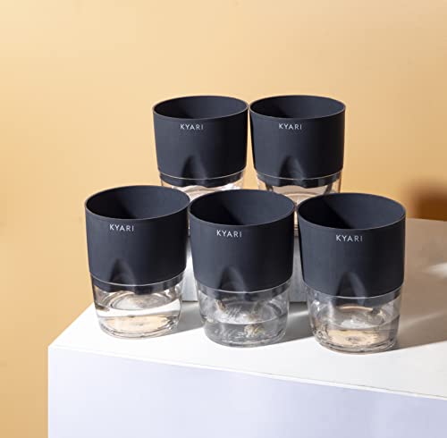 KYARI Combo of 5 Grey Self-Watering Pots - 4 Inch, Flower Pots fo...