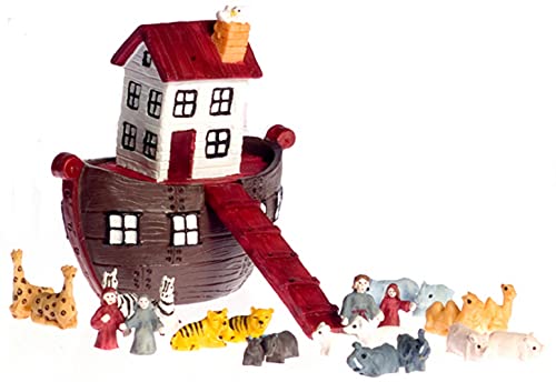 Arche de Noé en jouet avec animaux et accessoire de pouponnière pour maison de poupées
