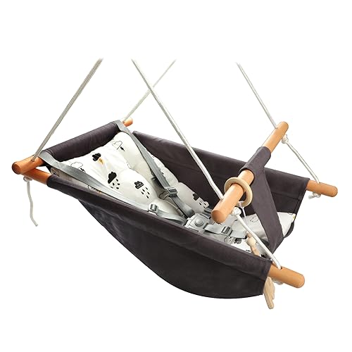 Image of Tislly Baby Swing Outdoor Indoor for Infants to Toddlers, Portable Adjustable Baby Porch Swing with 5-Point Safety Belt, Kids Tree Hanging Chair Toys for Door Garden Backyard