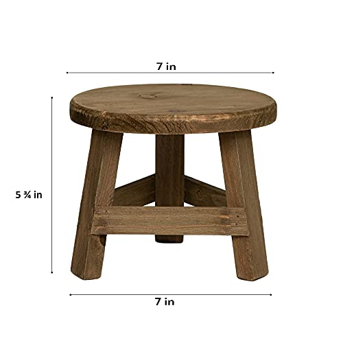 Rustix Mini Wooden Stool Rustic Decorative Tiny Stool Ideal Accent Stool For Small Trinkets, Plants And Decor - 7" W X 5.75" H #TOP2