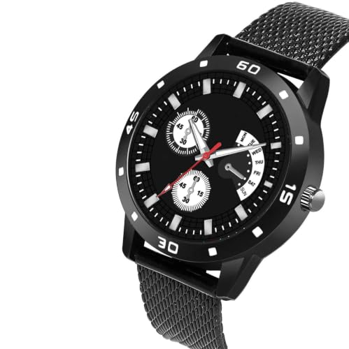 Image of Men's Premium Analog Watch with Roman Number Markers and Stainless Steel Chain Strap