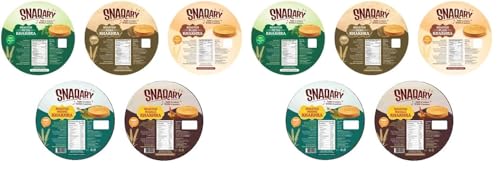 Image of Snaqary Multigrain Khakhra Combo - Methi, Masala, Plain, Moong & Jeera | Wholesome Indian Snacks, 100% Natural, Diet-Friendly Delight (10 Packs, 200g Each)