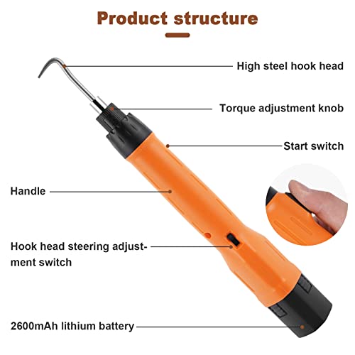 Mini Rebar Tier Gun 2600 Mah Adjustable Torque And Steering, Electric Rebar Tier Tool Rebar Tie Wire Twister W/ 450Pcs 22 Gauge Iron Wire And Extra Battery #TOP4