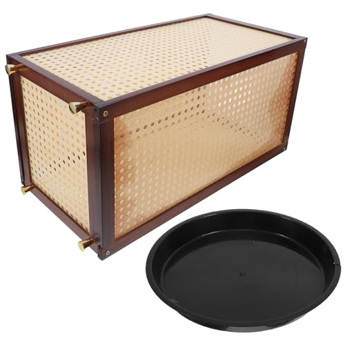 iplusmile Porte-parapluie Carré en Bambou avec Crochet Intérieur, Panier Tressé Imitation Rotin, Support Autoportant pour Parapluies, Cannes et Béquilles, Rangement Pratique pour Entrée