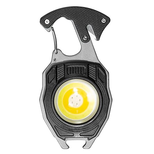 Llavero multifunción linterna Cob 400mAh Aluminio Puerta de llave de aluminio Pantalla de alimentación multimodo Tipo-C Botella de soporte de soporte ajustable Apretador con destornillador, negro
