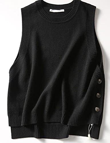Image of HangNiFang Women's Round Neck Sleeveless Pullover Ribbed Knit Sweater Vest