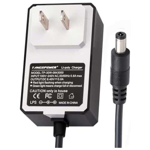 8.4V 3A Power Adapter Li-ion Battery Charger 5.5 x 2.5 2.1 mm Interface Suitable for Flytec Baitboat Unit 7.2V 7.4V 8.4V 2-String Lithium Battery Pack Cover