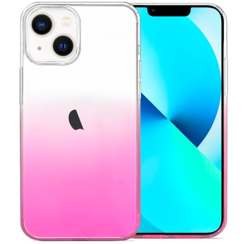 JJGoo Compatible with iPhone 13 Case Clear Soft Transparent Shockproof Protective Slim Thin Bumper Phone Cover, Gradient Pink