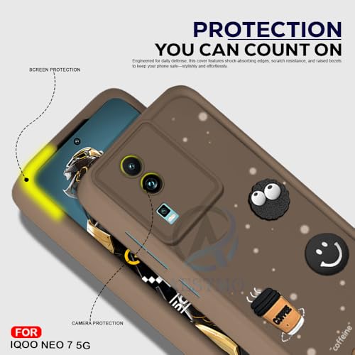 Image of AESTMO Back Case Cover for iQOO Neo 7 /7 Pro 5G Cover | Cute Fun Cartoon 3D Ball | Coffee Silicone Case | Full Body Protection | Camera Protection Back Cover for iQOO Neo 7 /7 Pro 5G (Brown)