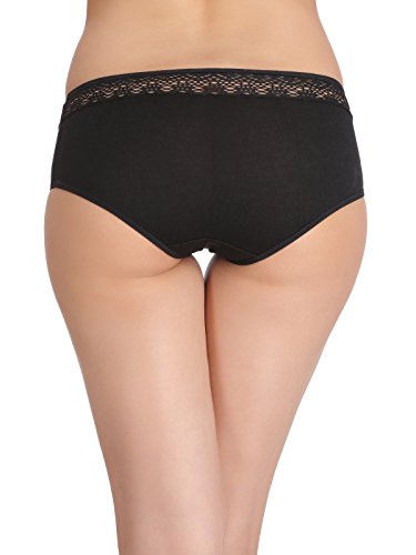 Image of Clovia Women's Cotton High Waist Hipster Panty with Lacy Waist