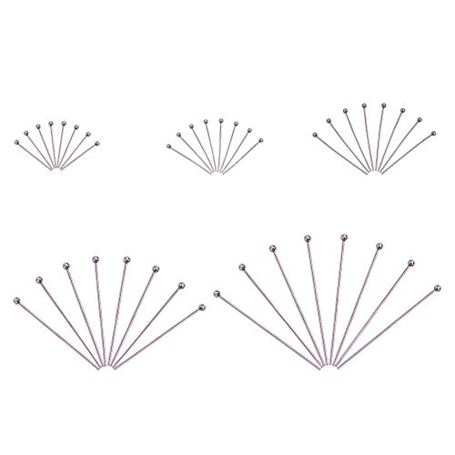 PH PandaHall 500PCS 5-Sizes Stainless Steel Ball Head Pins Ball Headpins Ball Pins for DIY Jewelry Making(0.7, 0.8, 1, 1.2, 1.5)