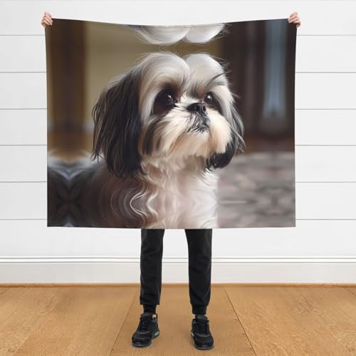 WZYWHJ Shih Tzu Flanelldecken mit Hundemotiven sind super weich, warm und leicht, geeignet für Sofas und Betten