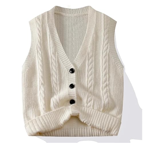 Men's Cable Knit Sweater Vest Classic Soft Warm Button Front Chunky V Neck Sleeveless Pullover4