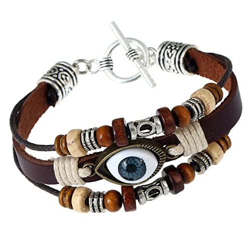 Preisvergleich Produktbild Modisches Lederarmband Evil Eye Charm Für Männer Und Frauen 82244
