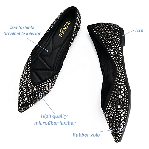 Flats Shoes Women Rhinestone Pointed Head Ballet Flats Comfortable Soft Memory Foam Insole Flat Shoes for Women Comfortable Dress Shoes4