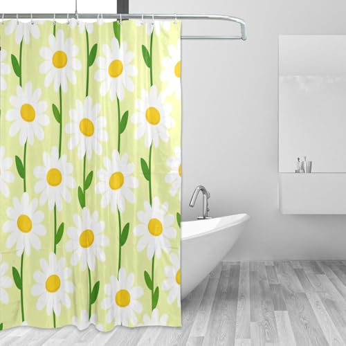 Rideau de douche chic à oeillets fleurs blanches textile haut de gamme - 3