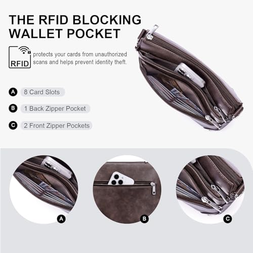 Image of Crossbody Bags for Women Rfid Travel Crossbody Purses Leather Handbags Medium Shoulder bag with Adjustable Strap