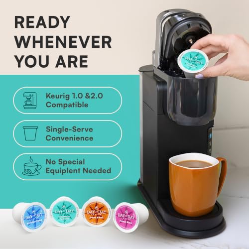 Image of Day To Day Coffee Variety Pack, 120 Count Single Serve Pods, 4-Blends (Donut Blend, Breakfast Blend, French Roast, Colombian Supreme) Compatible with Keurig K-Cup Brewers