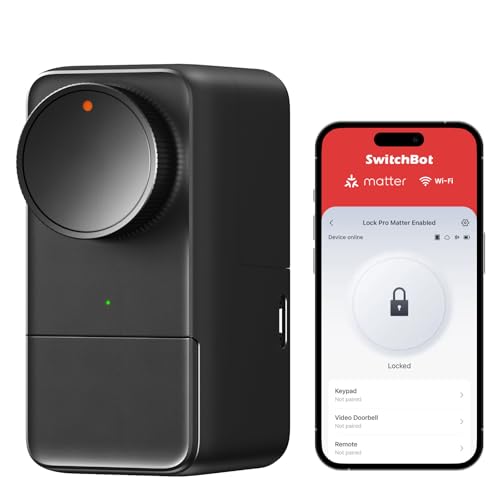 SwitchBot WLAN Smart Lock Pro Mit Aufladbarem Akku, Matter Over WiFi, Elektronisches Türschloss, schnell an deinem vorhandenen Türriegel installiert, unterstützt Apple Home, Alexa, Google Home, IFTTT